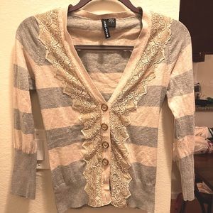Urban Outfitters Charlotte brand stripped lace cardigan